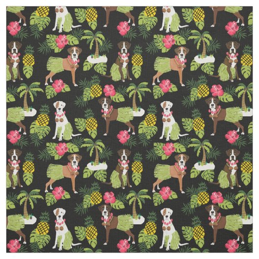Boxer Hula tropischen Schwarz Stoff (Muster)