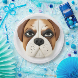 Boxer Hund 3D Inspiriert  Pappteller