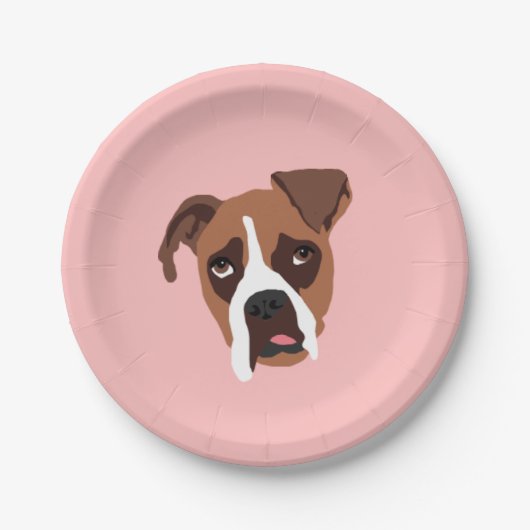 Boxer-Hund 7" PapierTeller (Vorderseite)