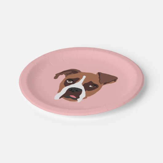 Boxer-Hund 7" PapierTeller (Schrägansicht)