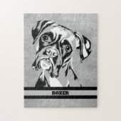 Boxer Hund Abstrakt Schwarz-Weiß-Kunst Puzzle (Vertikal)