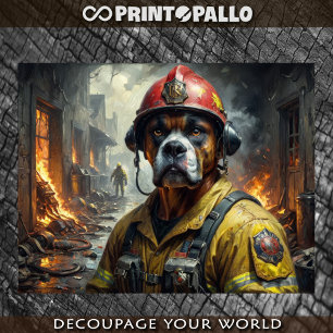 Boxer Hund als Feuerwehrmann - Seidenpapier