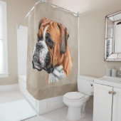 Boxer Hund Art Portrait Braun Standard Badezimmer Duschvorhang (Beispiel)