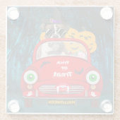 Boxer Hund Auto Beängstigend Halloween Glasuntersetzer (Rückseite)