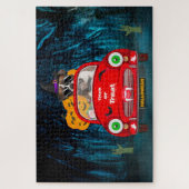 Boxer Hund Auto Beängstigend Halloween Puzzle (Vertikal)