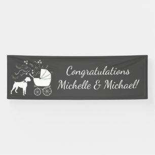 Boxer Hund Baby Dusche Welpe Grau Banner