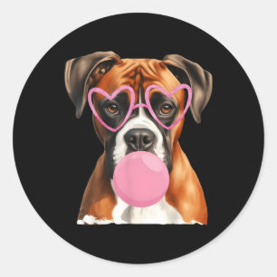 Boxer Hund blasen Blasen Gum Valentinstag Runder Aufkleber