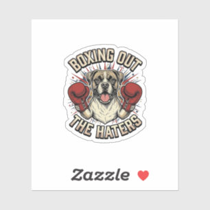 Boxer-Hund boxt die Hasser aus Lustiges T-Shirt De Aufkleber