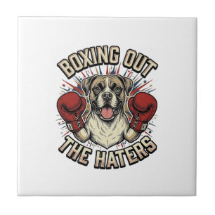 Boxer-Hund boxt die Hasser aus Lustiges T-Shirt De Fliese