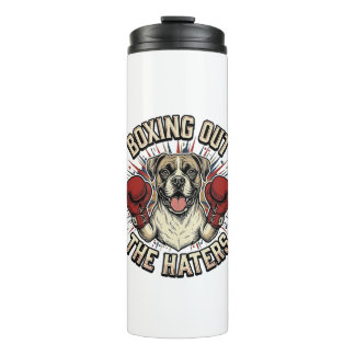Boxer-Hund boxt die Hasser aus Lustiges T-Shirt De Thermosbecher