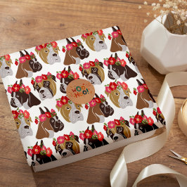 Boxer Hund Cartoon farblos, nahtlos Geschenkpapier