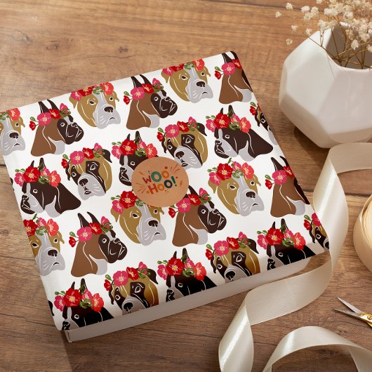 Boxer Hund Cartoon farblos, nahtlos Geschenkpapier
