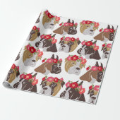 Boxer Hund Cartoon farblos, nahtlos Geschenkpapier (Ungerollt)