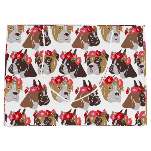 Boxer Hund Cartoon farblos, nahtlos Große Geschenktüte (Vorderseite)