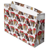 Boxer Hund Cartoon farblos, nahtlos Große Geschenktüte (Rückseite Schrägansicht)