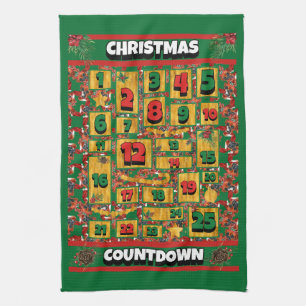 Boxer Hund Countdown Weihnachten Adventskalender Geschirrtuch