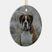 Boxer-Hund, der im Frost sitzt Keramik Ornament (Rechts)
