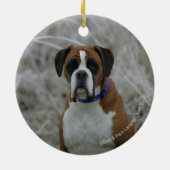 Boxer-Hund, der im Frost sitzt Keramik Ornament (Hinten)