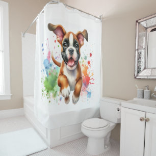 Boxer Hund Farb Splash Duschvorhang