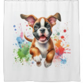 Boxer Hund Farb Splash Duschvorhang (Vorderseite)