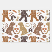 Boxer Hund farbenfrohe Cartoon Silhouette nahtlos Geschenkpapier Set (Vorderseite)