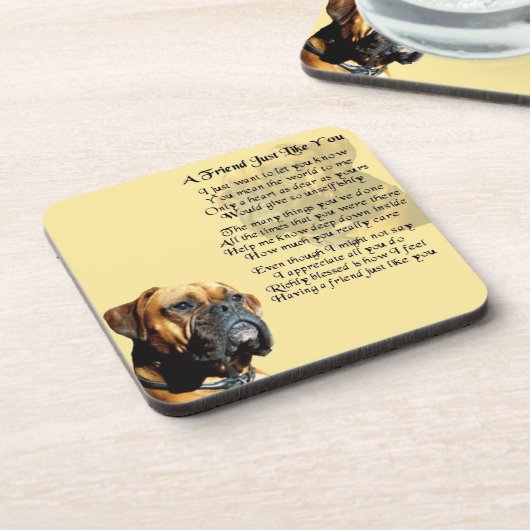 Boxer-Hund - Freund-Gedicht-Untersetzer Untersetzer (Linke Seite)