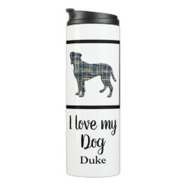 Boxer Hund Gelbe und blaue Silhouette Thermosbecher