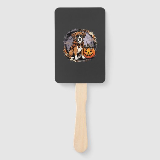 Boxer-Hund Halloween-Kürbis-Sublimation Fächer (Vorderseite)