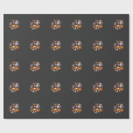 Boxer-Hund Halloween-Kürbis-Sublimation Geschenkpapier (Flach)