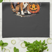 Boxer-Hund Halloween-Kürbis-Sublimation Geschirrtuch (Gefaltet)