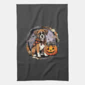 Boxer-Hund Halloween-Kürbis-Sublimation Geschirrtuch (Vertikal)