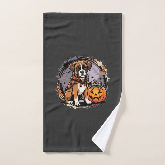 Boxer-Hund Halloween-Kürbis-Sublimation Handtuch (Handtuch)