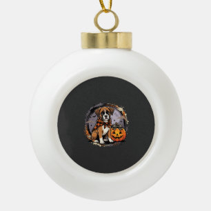 Boxer-Hund Halloween-Kürbis-Sublimation Keramik Kugel-Ornament