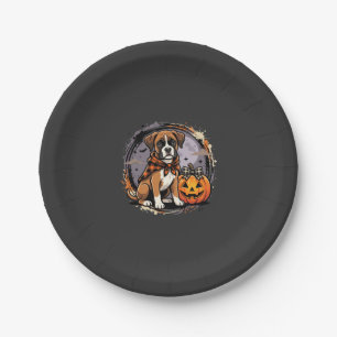 Boxer-Hund Halloween-Kürbis-Sublimation Pappteller