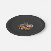 Boxer-Hund Halloween-Kürbis-Sublimation Pappteller (Schrägansicht)