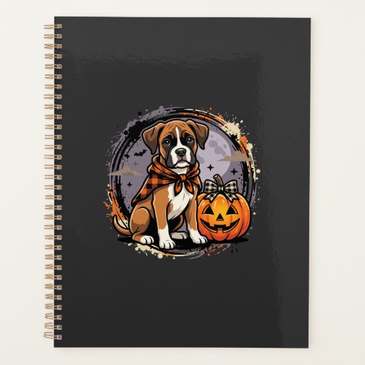 Boxer-Hund Halloween-Kürbis-Sublimation Planer (Vorderseite)