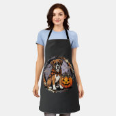 Boxer-Hund Halloween-Kürbis-Sublimation Schürze (Getragen)