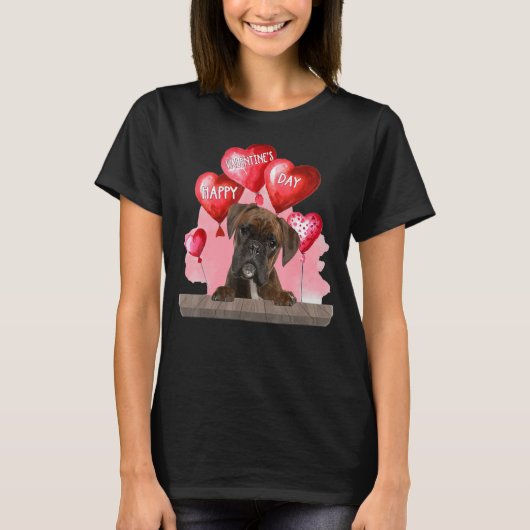 Boxer Hund Happy Valentines Day Hund Lover T-Shirt (Vorderseite)