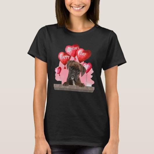 Boxer Hund Happy Valentines Day Hund Lover T-Shirt (Vorderseite)