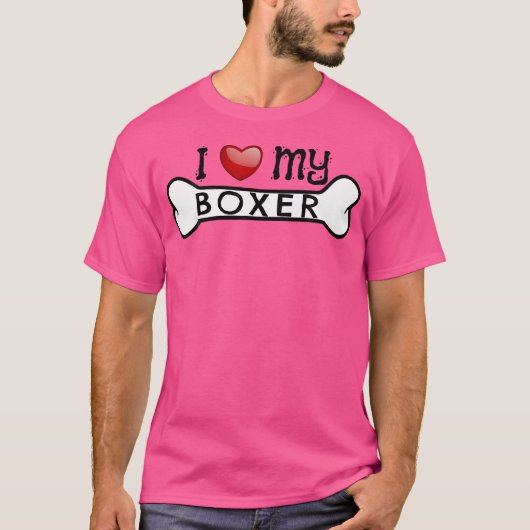 Boxer Hund I Liebe mein Boxer Dog Knochen T-Shirt (Vorderseite)