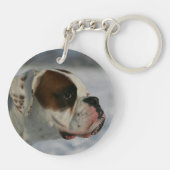Boxer-Hund im Schnee Schlüsselanhänger (Rückseite)