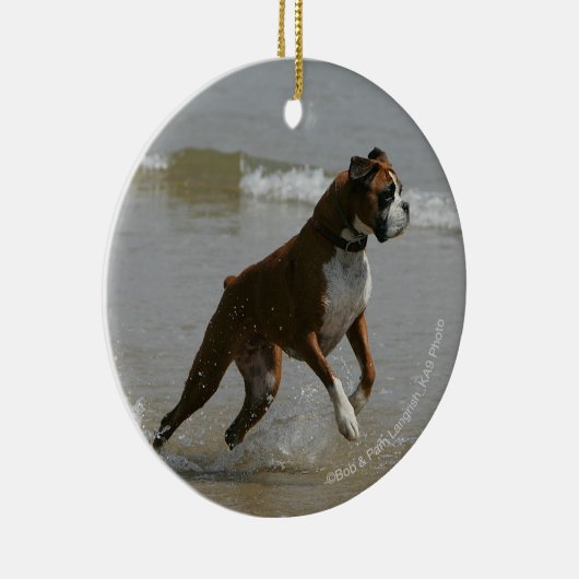 Boxer-Hund im Wasser Keramik Ornament (Rechts)
