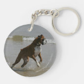 Boxer-Hund im Wasser Schlüsselanhänger (Rückseite)