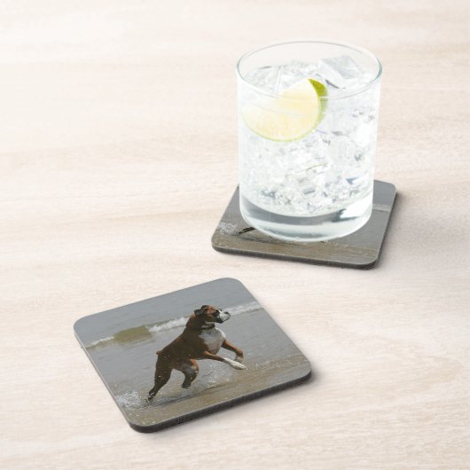 Boxer-Hund im Wasser Untersetzer (Rechte Seite)