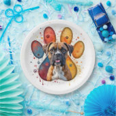 Boxer Hund in Aquarellfarben Pappteller (Party)