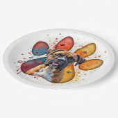 Boxer Hund in Aquarellfarben Pappteller (Schrägansicht)