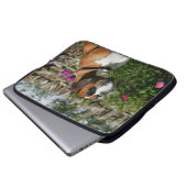 Boxer-Hund in den Blumen Laptopschutzhülle (Vorne Knopf)