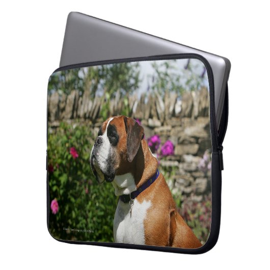 Boxer-Hund in den Blumen Laptopschutzhülle (Vorderseite Links)