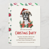 Boxer Hund in der Weihnachtsmannmütze Pet Holiday  Einladung (Vorne/Hinten)