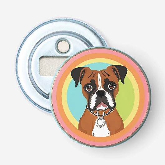 Boxer Hund in lebendigen, zirkulären Rahmen Flaschenöffner (Vorderseite)
